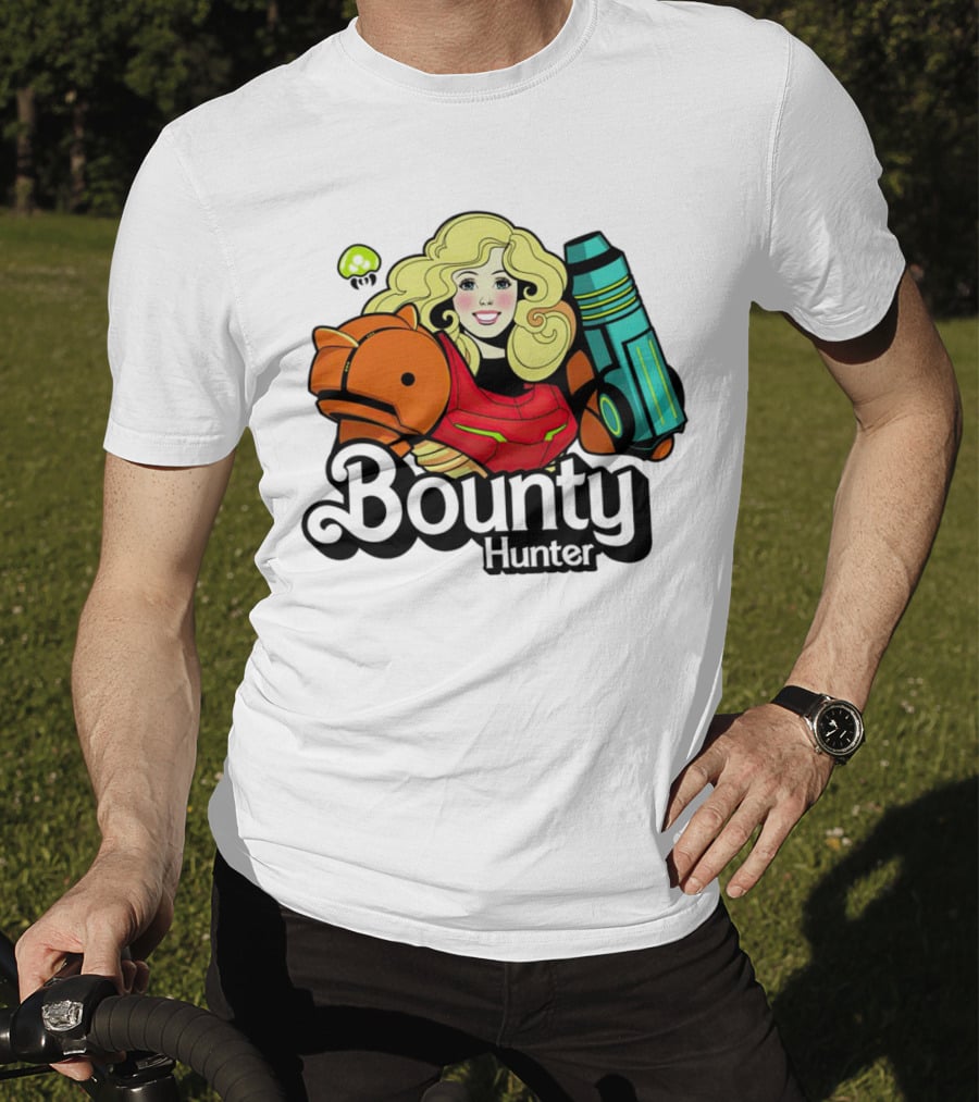 Bounty Hunter Retro Blonde Character With Sci-Fi Armor T-Shirt