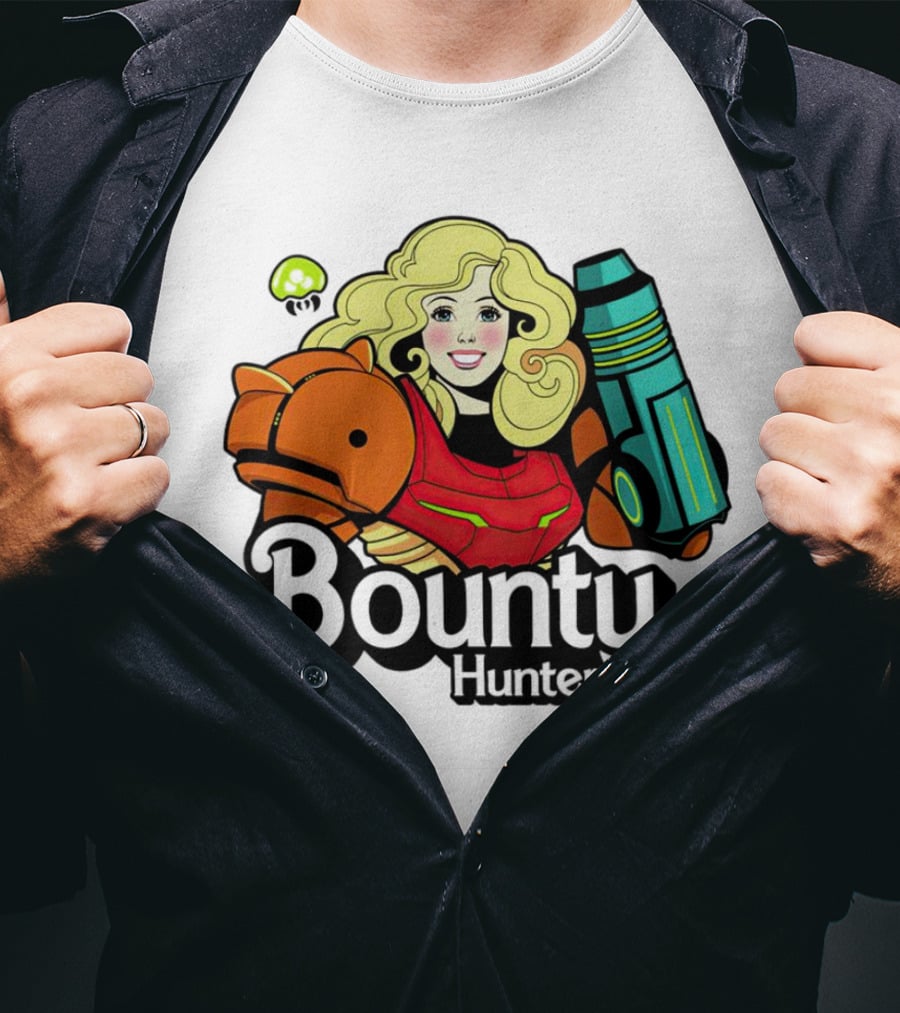 Bounty Hunter Retro Blonde Character With Sci-Fi Armor T-Shirt
