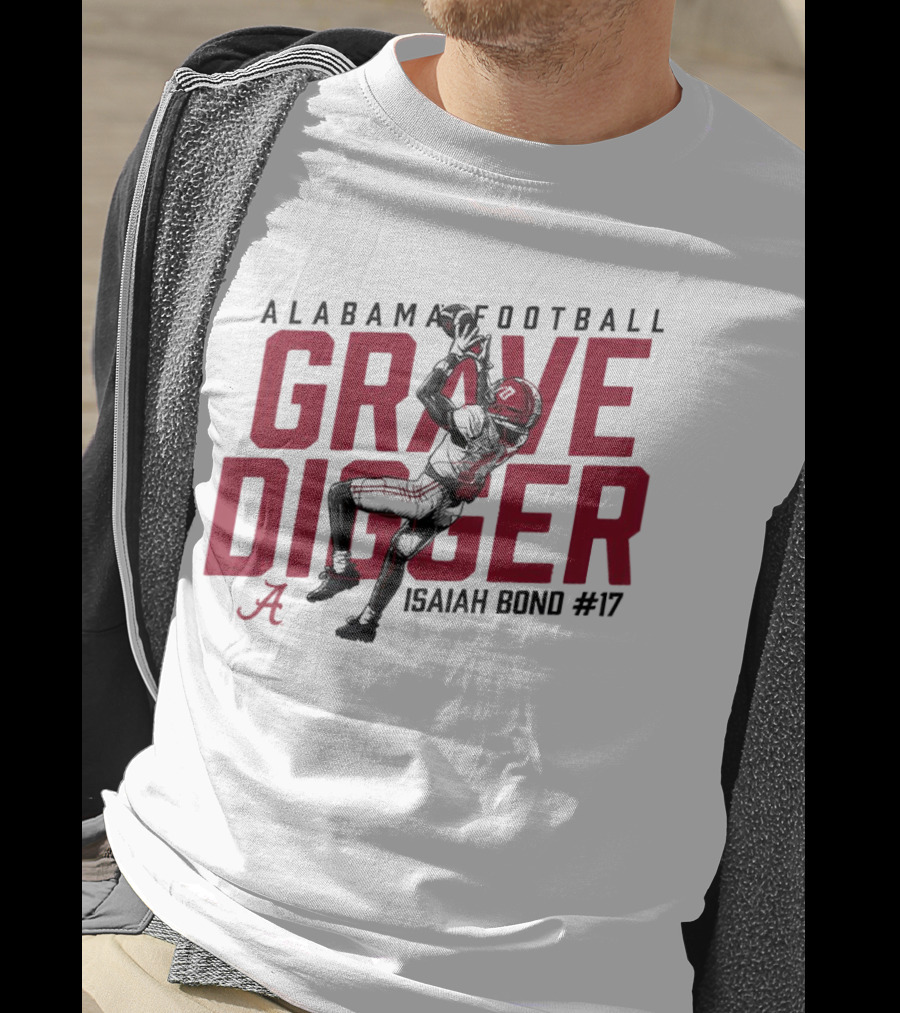 Alabama Football Isaiah Bond #17 Grave Digger Crimson Tide T-Shirt