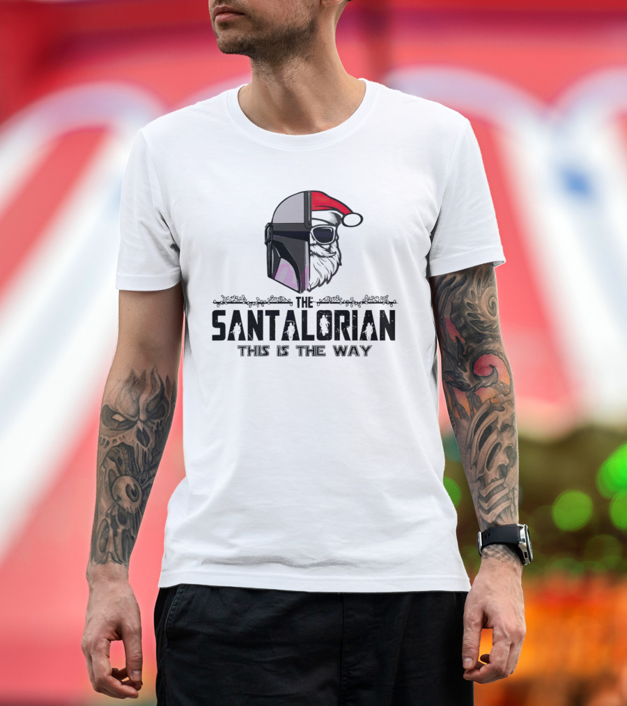 The Santalorian This Is The Way Santa Claus Christmas Helmet Santa Hat T-Shirt