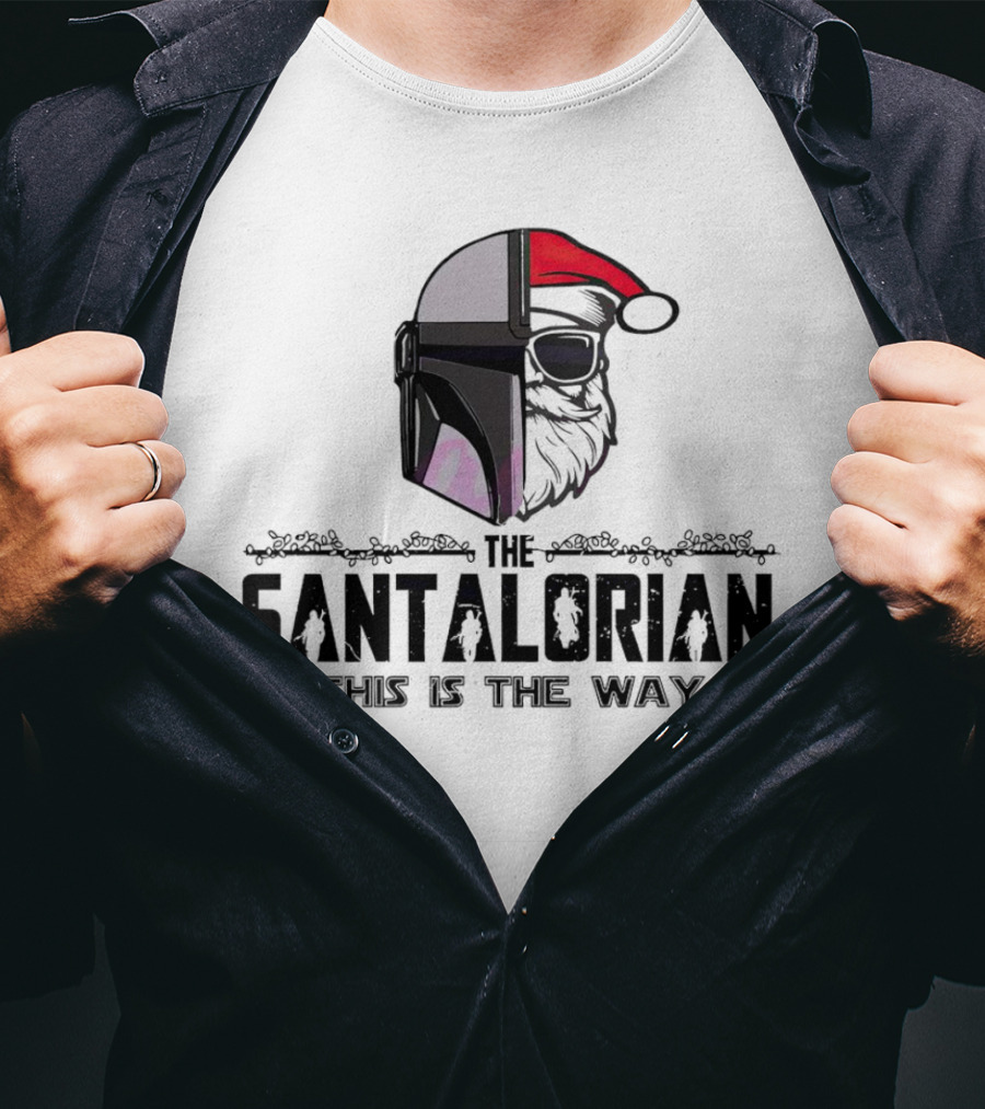 The Santalorian This Is The Way Santa Claus Christmas Helmet Santa Hat T-Shirt