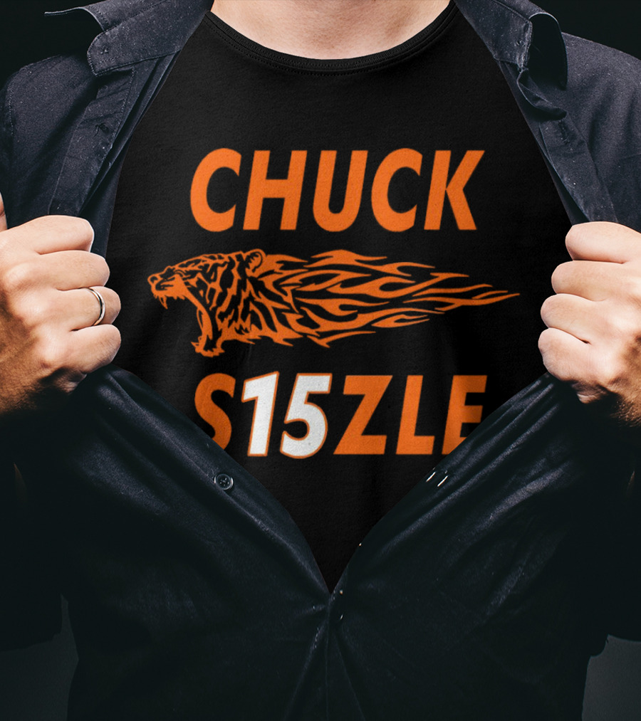 CHUCK SIZZLE S15ZLE Tiger Flame Cincinnati Bengals T-Shirt