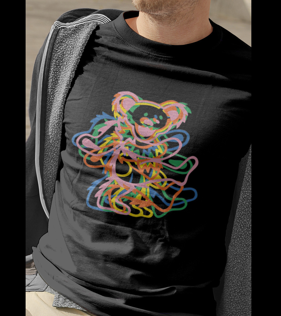 Grateful Dead Colorful Dancing Bear Icon Multicolor Overlay T-Shirt