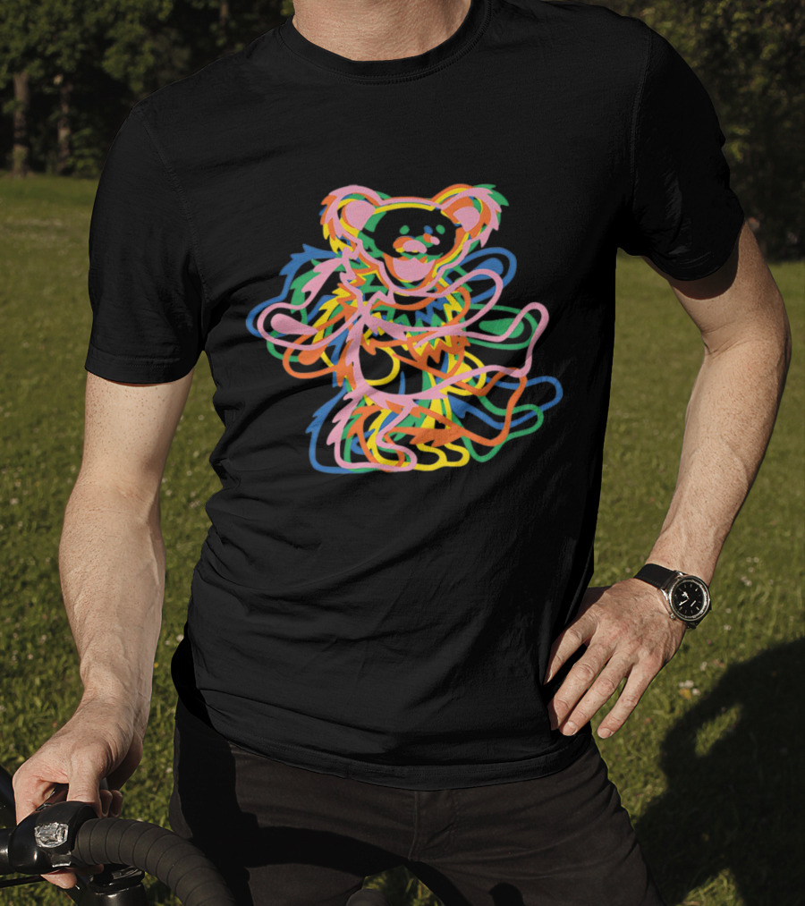 Grateful Dead Colorful Dancing Bear Icon Multicolor Overlay T-Shirt