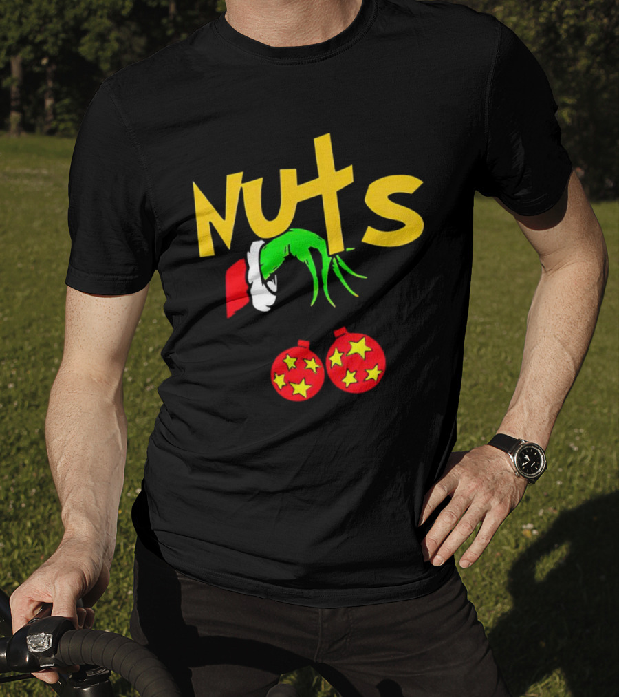 Grinch Nuts Bauble Christmas Santa Hat Holiday Humor T-Shirt