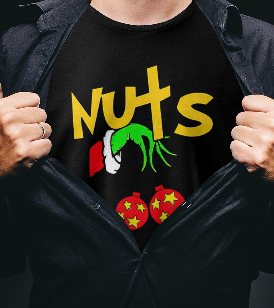 Grinch Nuts Bauble Christmas Santa Hat Holiday Humor T-Shirt