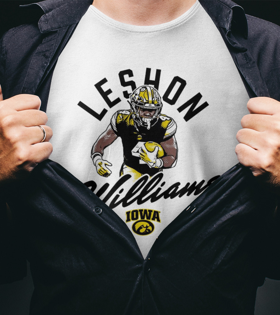 Leshon Williams Iowa Football Hawkeyes Cartoon Football Player T-Shirt