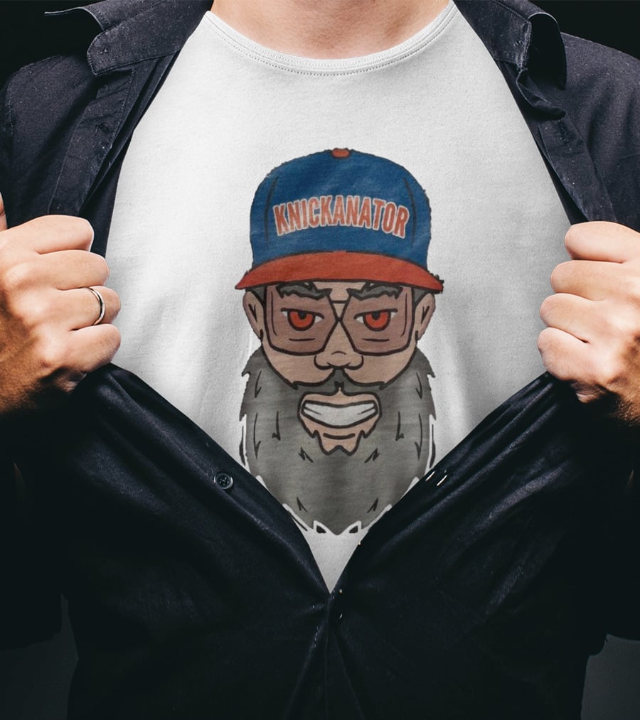 Nickanator New York Knicks Beard Hat Face T-Shirt