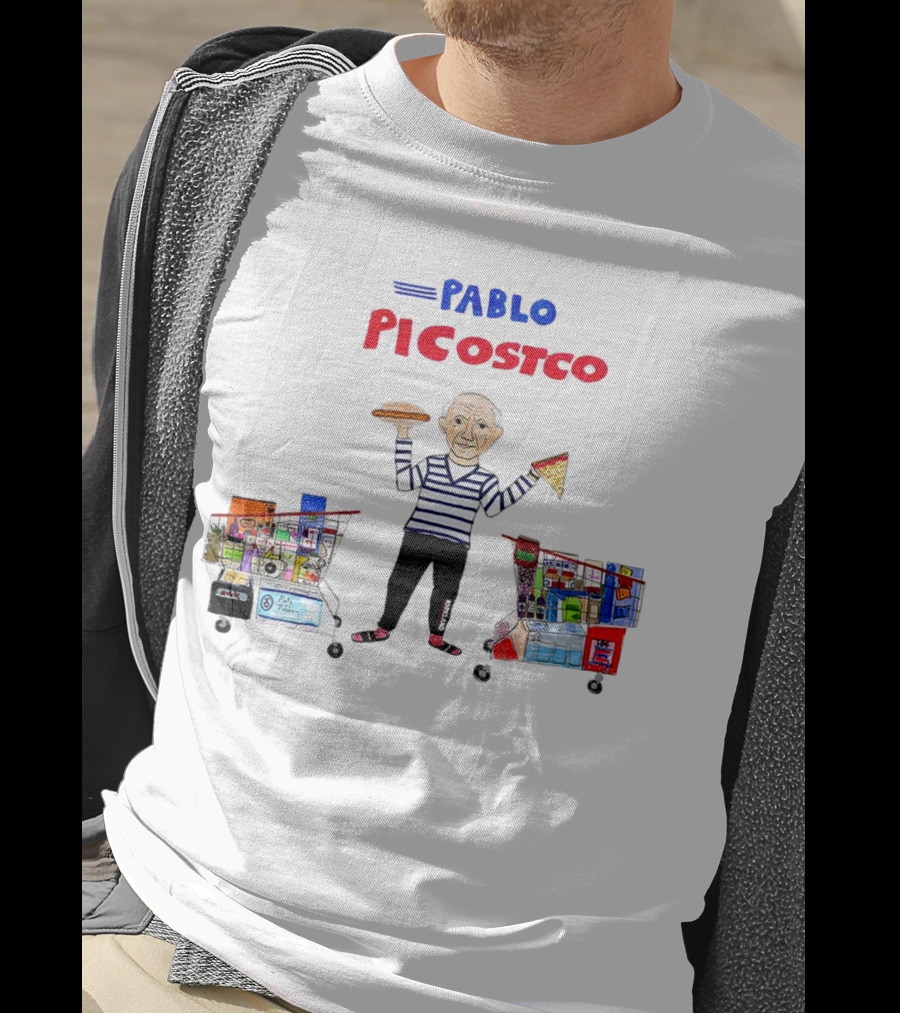 Pablo Picostco Costco Shopping Cart Foodчитывается образ человека с пиццей и бургером T-Shirt