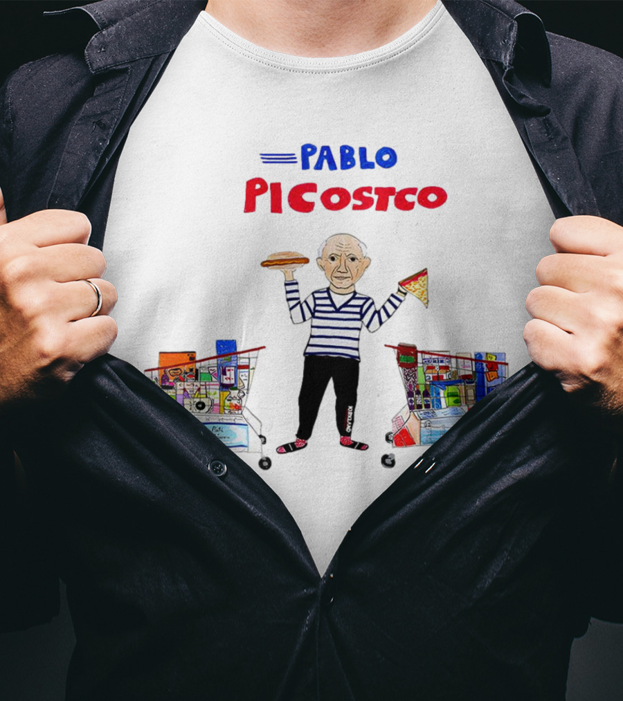 Pablo Picostco Costco Shopping Cart Foodчитывается образ человека с пиццей и бургером T-Shirt