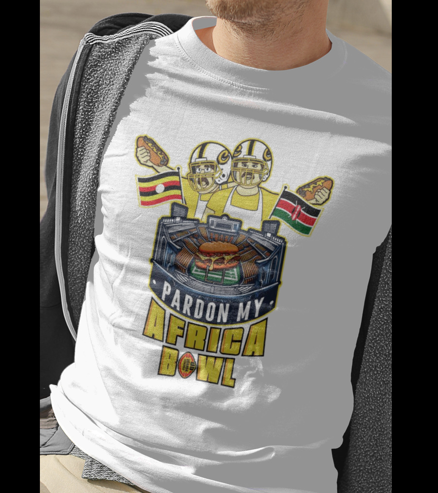 Pardon My Africa Bowl Football Players Burger Stadium Flags T-Shirt