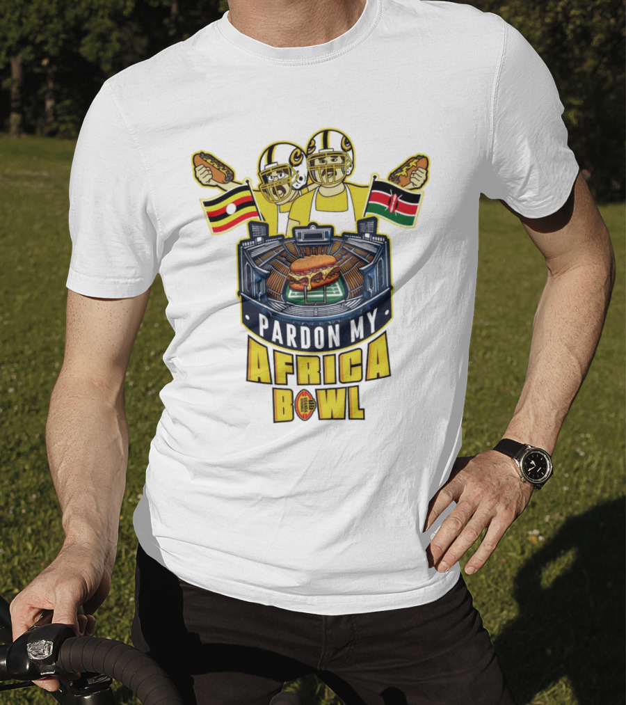 Pardon My Africa Bowl Football Players Burger Stadium Flags T-Shirt