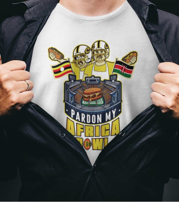 Pardon My Africa Bowl Football Players Burger Stadium Flags T-Shirt