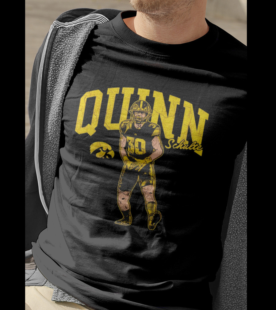 Quinn Schulte Iowa Hawkeyes Football Number 10 Cartoon T-Shirt