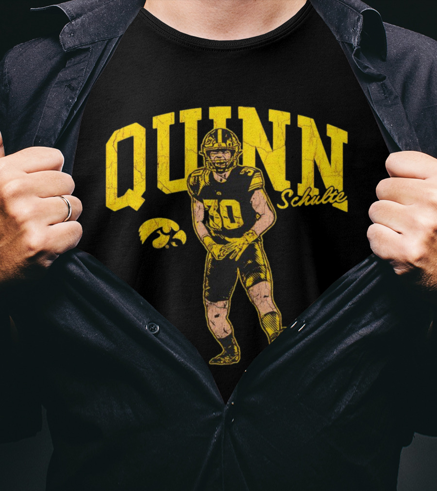 Quinn Schulte Iowa Hawkeyes Football Number 10 Cartoon T-Shirt