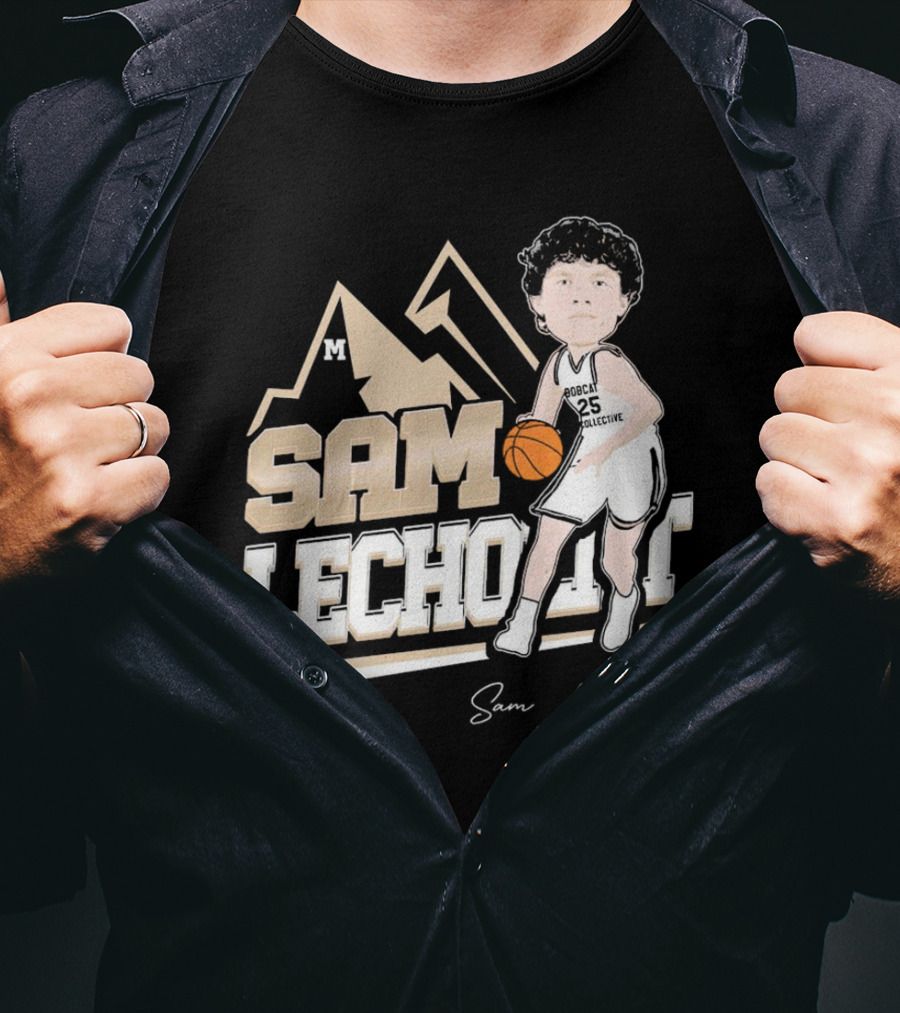 Sam Lecholat Montana State Bobcats Collective #25 Signature Basketball Player M T-Shirt