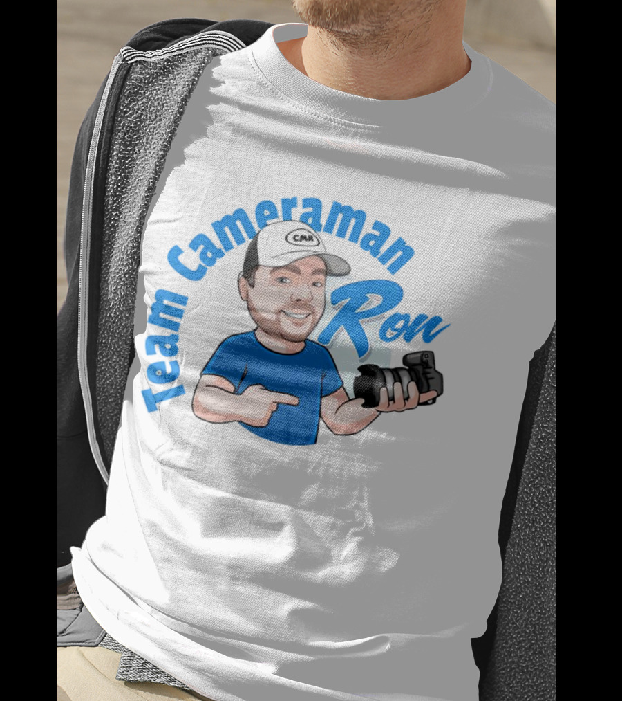 Team Cameraman Ron Cartoon Character Holding Camera T-Shirt