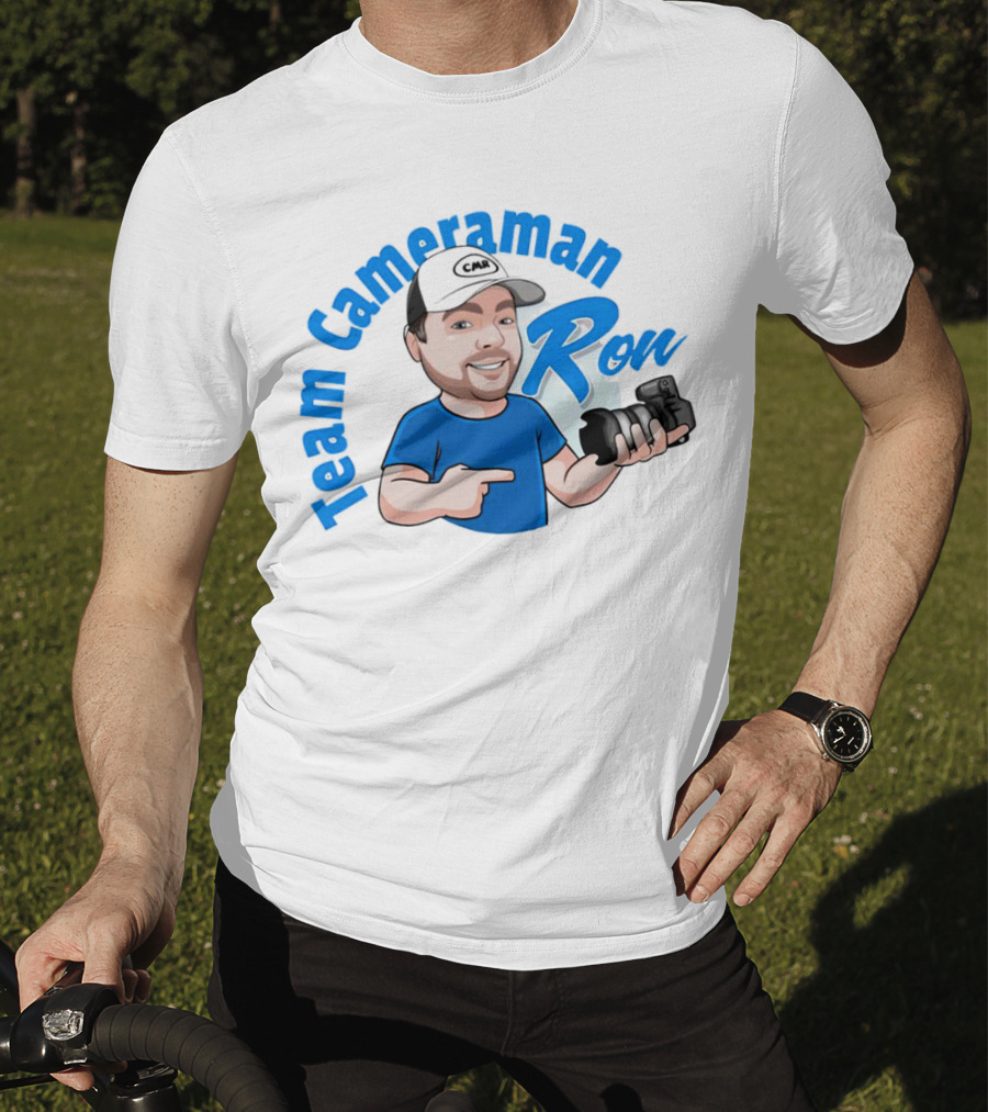 Team Cameraman Ron Cartoon Character Holding Camera T-Shirt