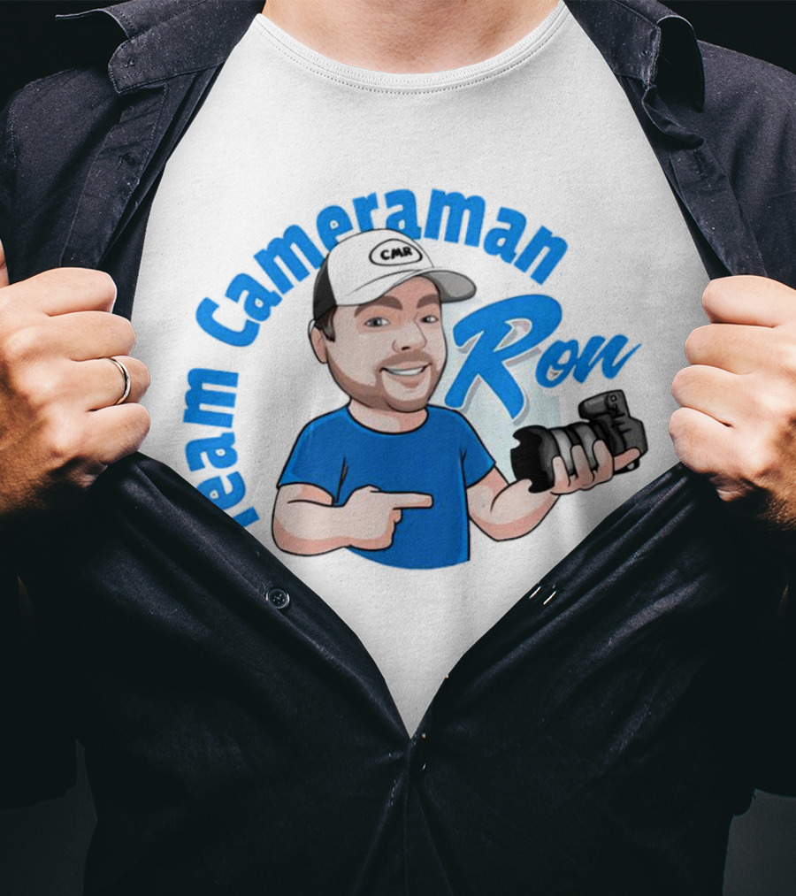 Team Cameraman Ron Cartoon Character Holding Camera T-Shirt