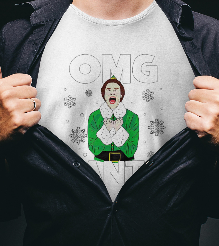 OMG Santa Christmas Elf Excited Reaction T-Shirt