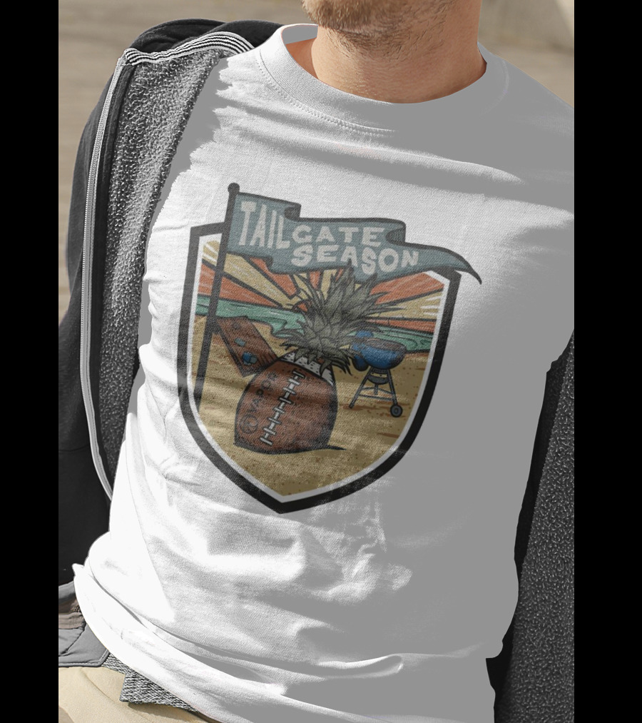 Tailgate Season Vapor Football Pineapple Grill Beach Scene T-Shirt