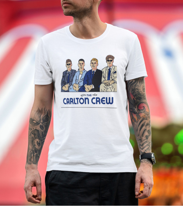 Premium T-Shirt: Carlton Crew Cartoon Characters in Suits and Sunglasses T-Shirt Carlton Crew Cartoon Characters in Suits and Sunglasses T-Shirt