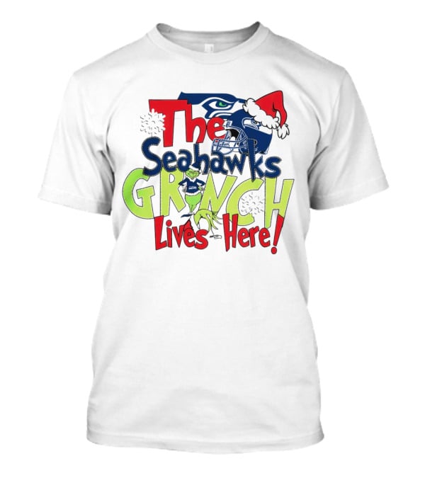 The Seattle Seahawks Grinch Lives Here Christmas T-Shirt