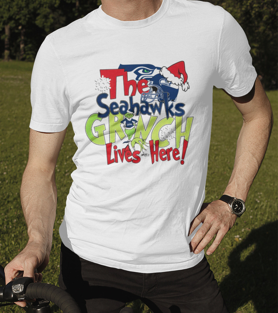 The Seattle Seahawks Grinch Lives Here Christmas T-Shirt