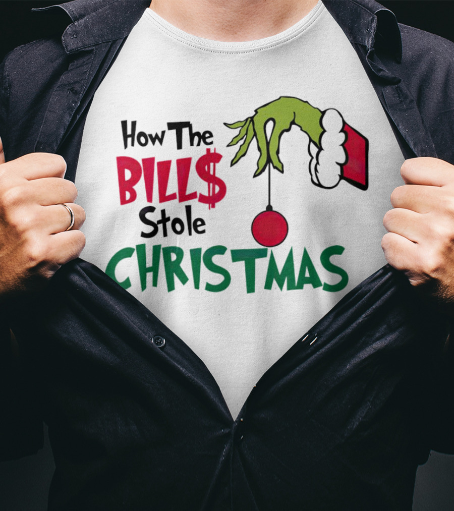 How The Bills Stole Christmas Grinch Hand T-Shirt