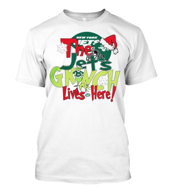 The New York Jets Grinch Lives Here Christmas Festive T-Shirt