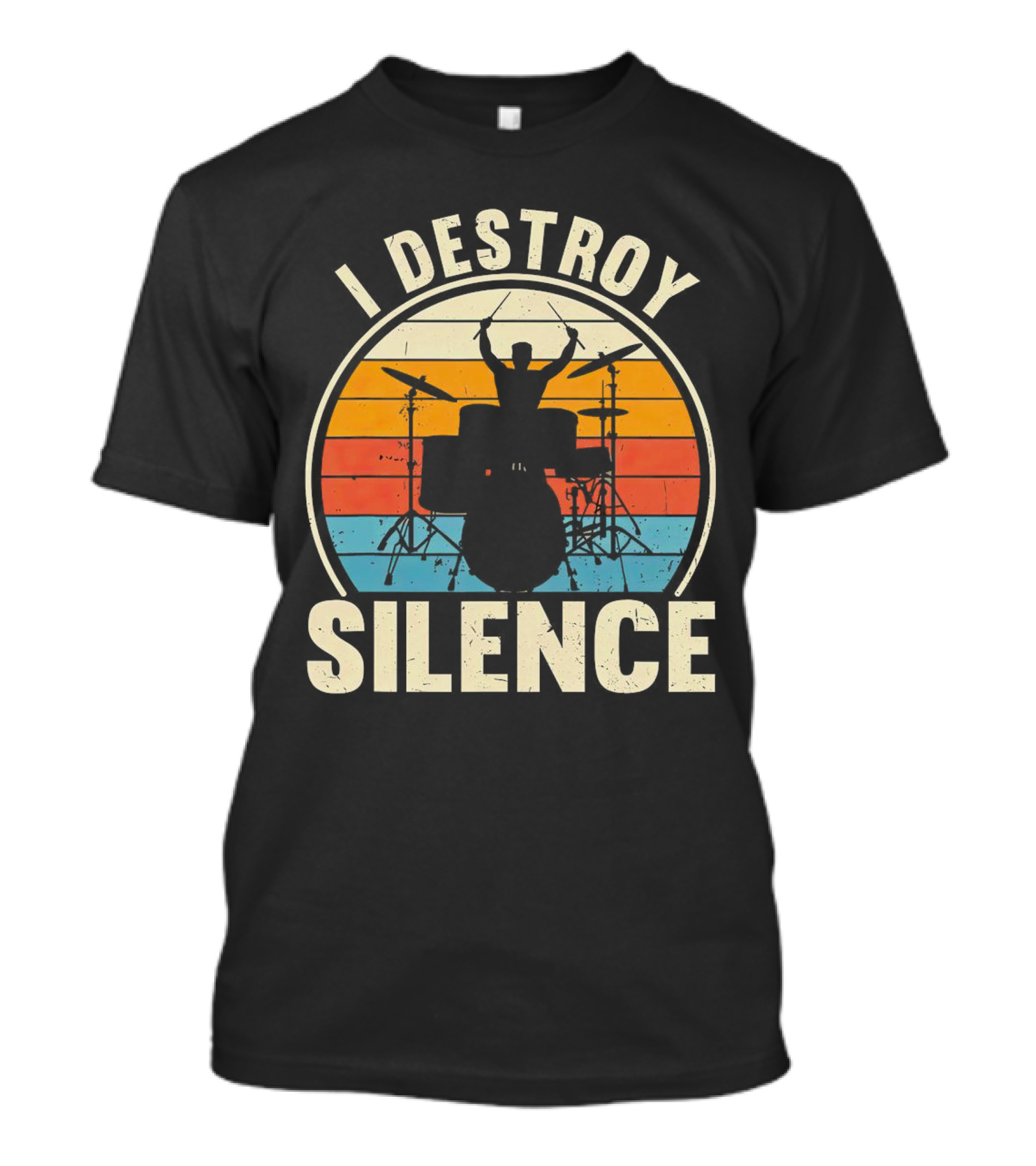 I Destroy Silence Drummer Vintage Sunset T-Shirt