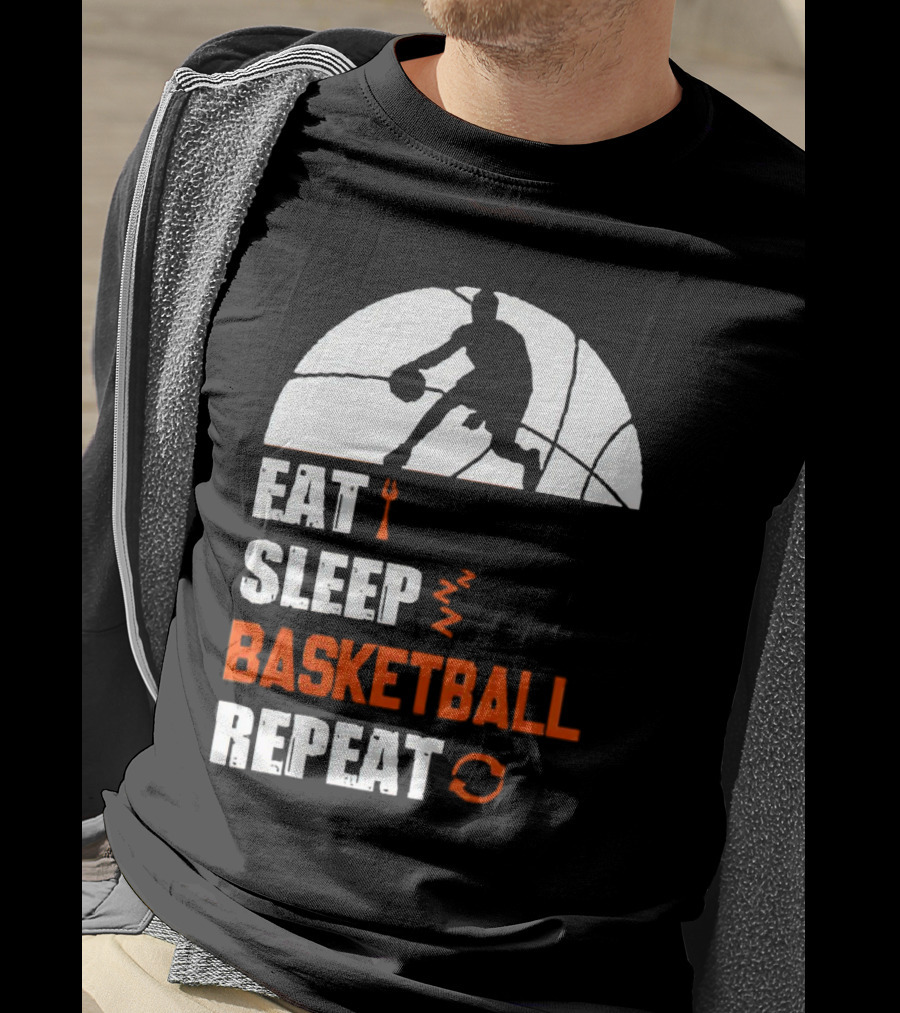 Eat Sleep Basketball Repeat Player Silhouette Ball T-Shirt
