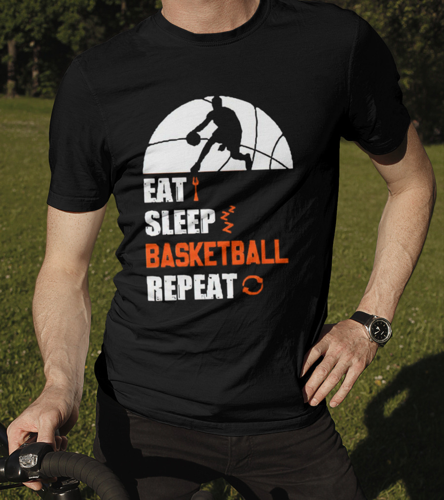 Eat Sleep Basketball Repeat Player Silhouette Ball T-Shirt