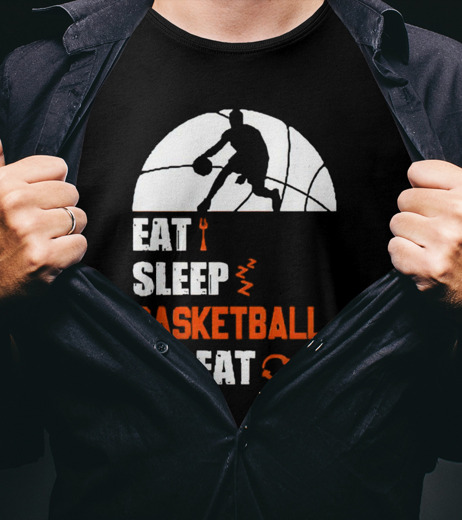 Eat Sleep Basketball Repeat Player Silhouette Ball T-Shirt