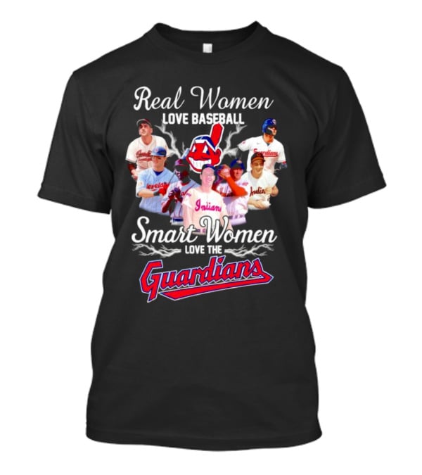 Real Women Love Baseball Smart Women Love Cleveland Guardians T-Shirt