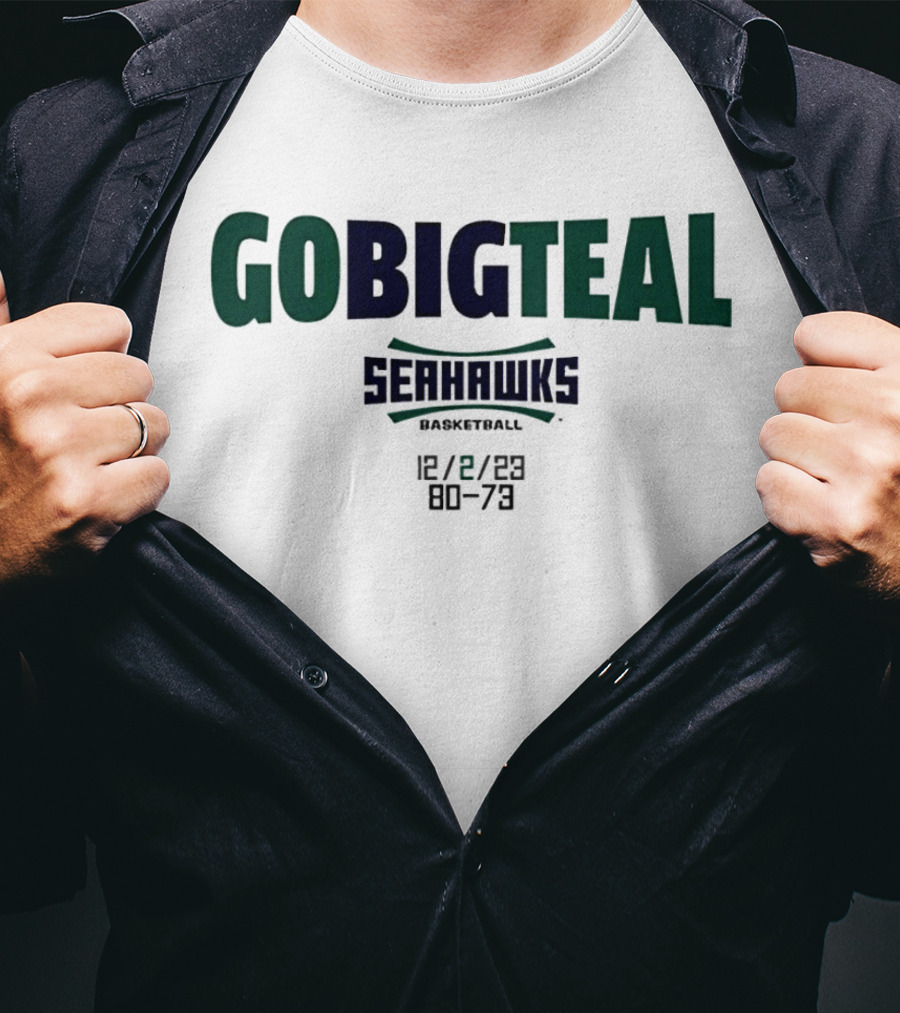GOBIGTEAL Seattle Seahawks Basketball 12/8/23 Score 80-73 T-Shirt