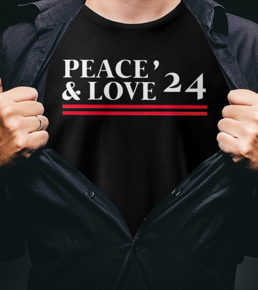 Peace And Love 24 With Red Stripes T-Shirt