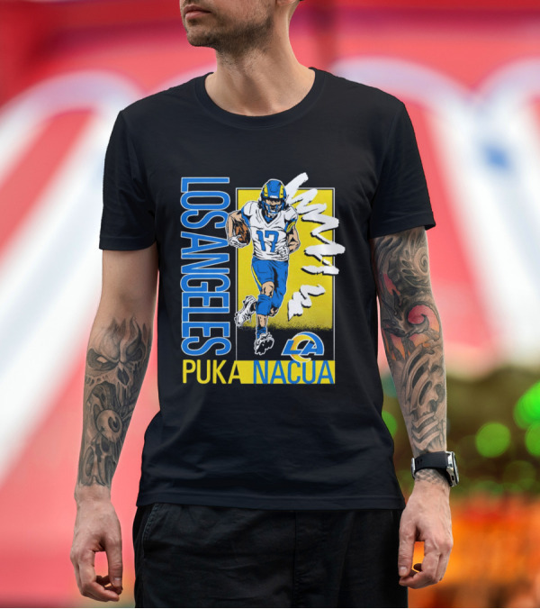 Premium T-Shirt: Los Angeles Puka Nacua Rams 17 Player Caricature T-Shirt Los Angeles Puka Nacua Rams 17 Player Caricature T-Shirt