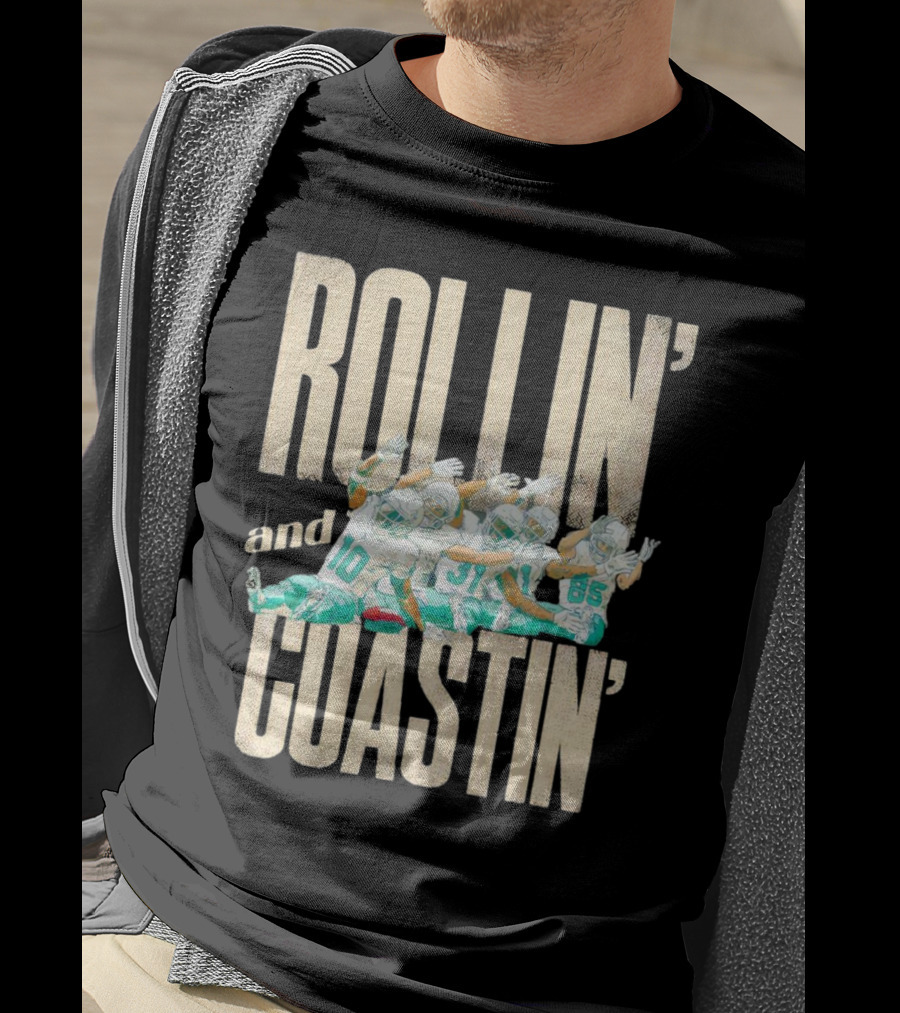 Rollin And Coastin Miami Dolphin Football Cartoon Team T-Shirt
