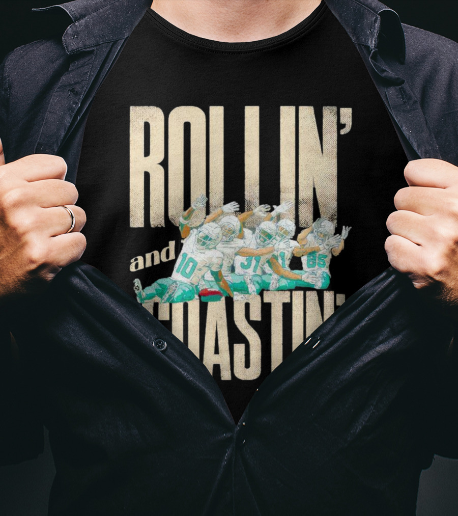 Rollin And Coastin Miami Dolphin Football Cartoon Team T-Shirt