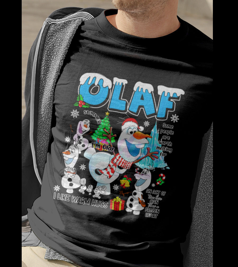 OLAF Summer I'm Olaf I Like Warm Hugs Christmas Santa Hat Some People Are Worth Melting For T-Shirt