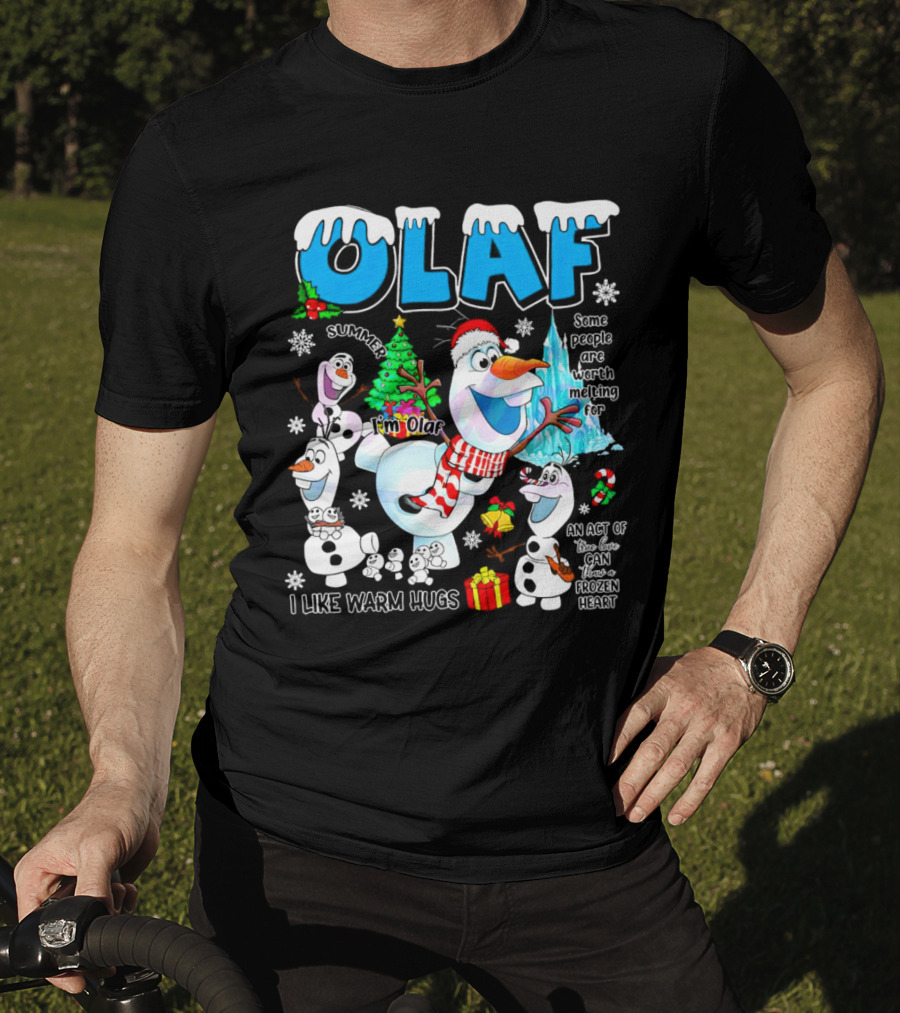 OLAF Summer I'm Olaf I Like Warm Hugs Christmas Santa Hat Some People Are Worth Melting For T-Shirt