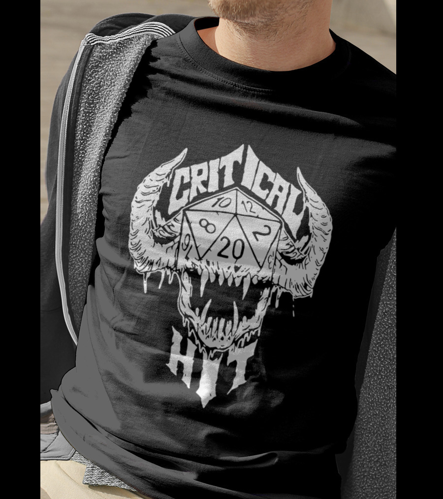 Critical Hit Dice Skull D20 Gaming T-Shirt