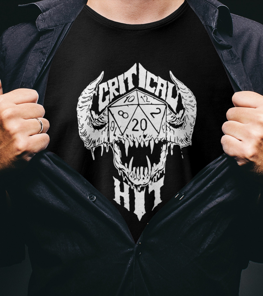 Critical Hit Dice Skull D20 Gaming T-Shirt