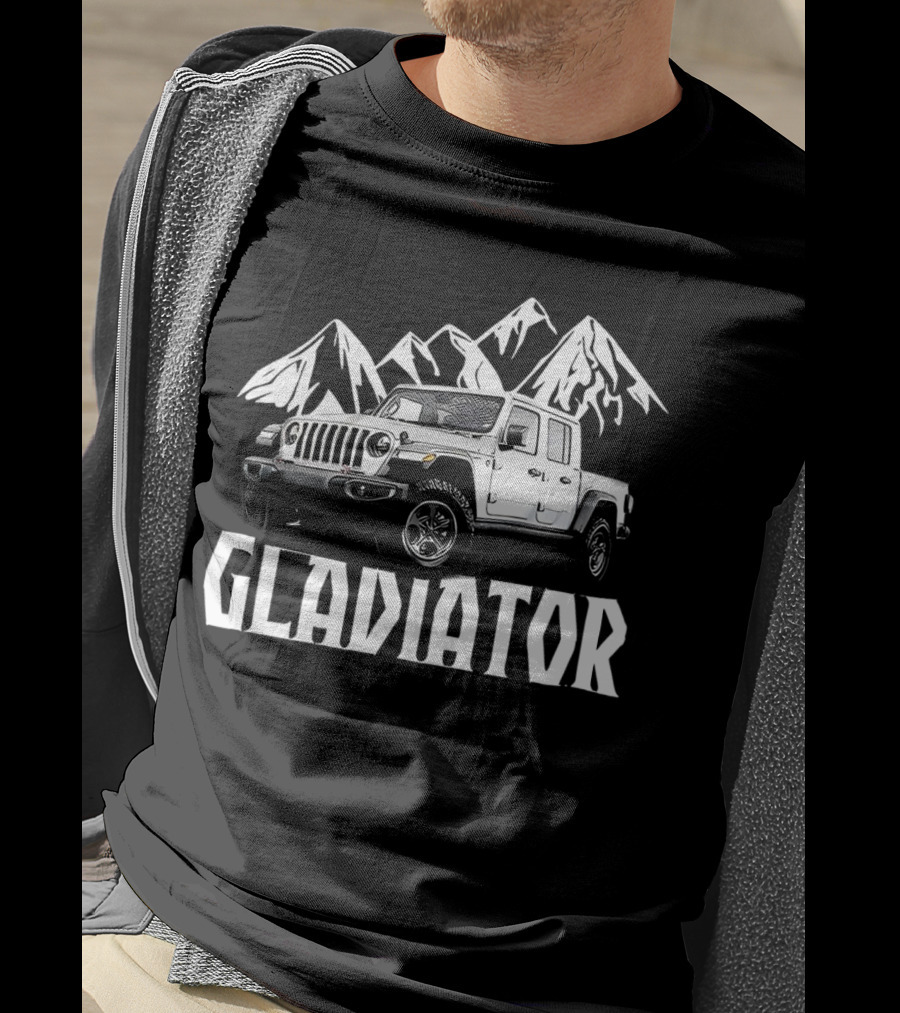 Gladiator Jeep With Mountain Background T-Shirt