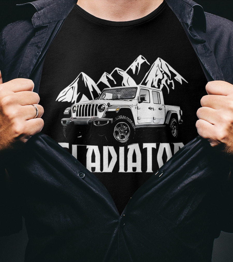 Gladiator Jeep With Mountain Background T-Shirt