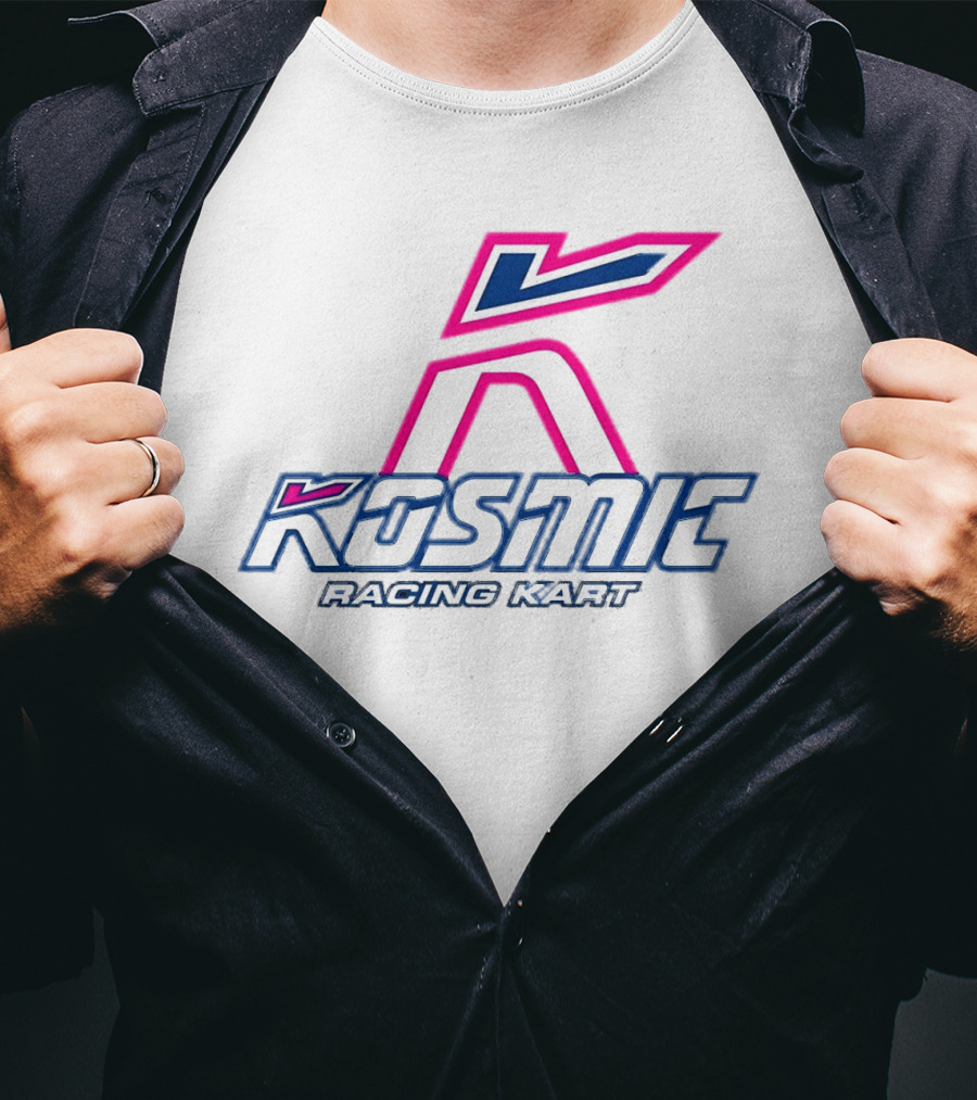 Kosmic Racing Kart K Logo Blue And Pink T-Shirt