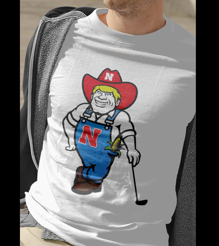 Nebraska Huskers Herbie Husker Iconic Corn Golf Character T-Shirt