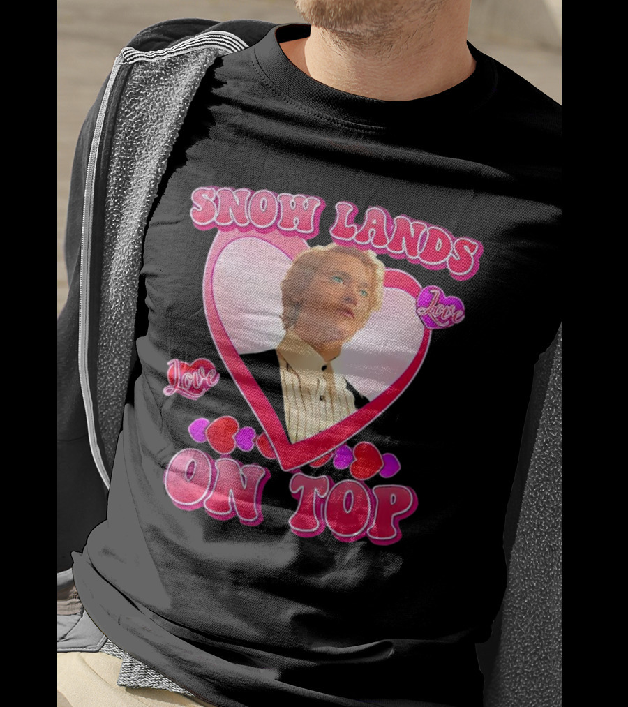 Snow Lands Love On Top Heart Framed Portrait Romance T-Shirt