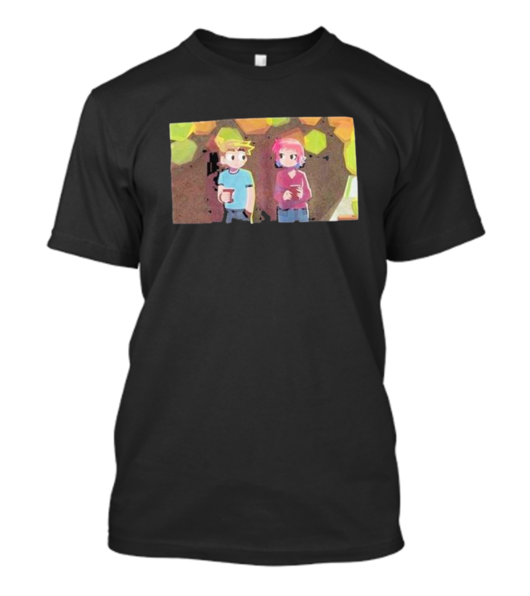 Scott Pilgrim Takes Off Hexagon Tree Scene T-Shirt